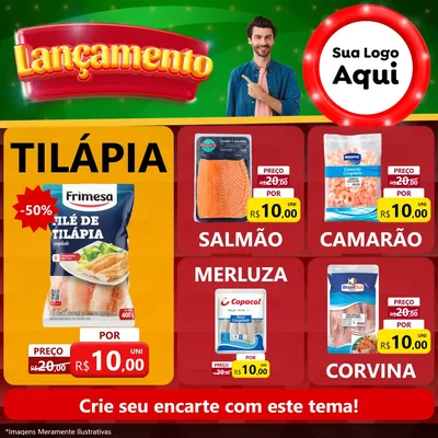 Modelo de Rede Social para Feed Facebook com o tema Lançamento para Peixaria