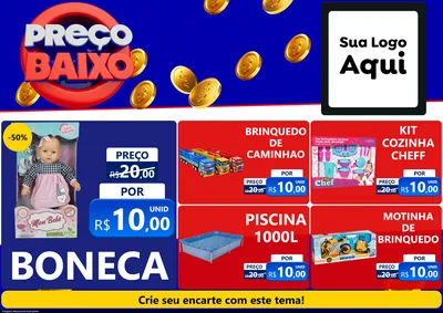 Modelo de Encarte para Encarte A4 Horizontal com o tema Preço Baixo para Brinquedos