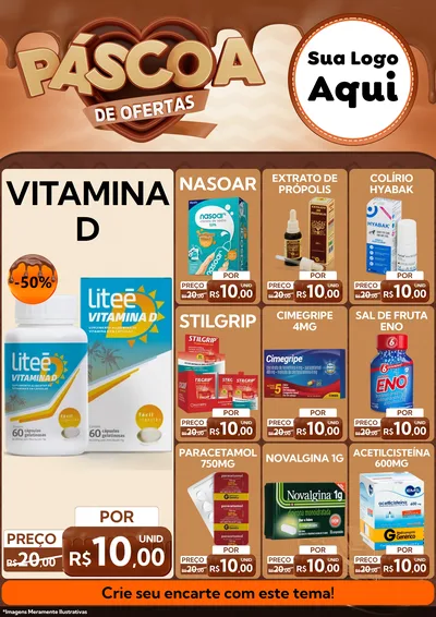 Modelo de Encarte para Encarte A4 Vertical com o tema Páscoa de Ofertas para Farmácia