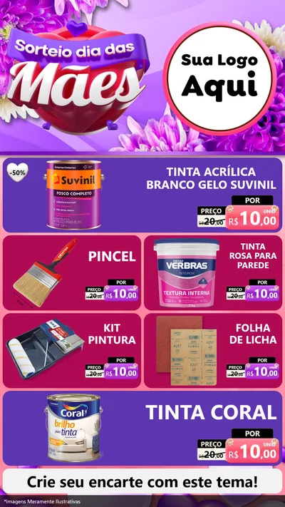 Modelo de TV para TV Vertical com o tema Sorteio Dia das Mães para Tintas e Ferramentas