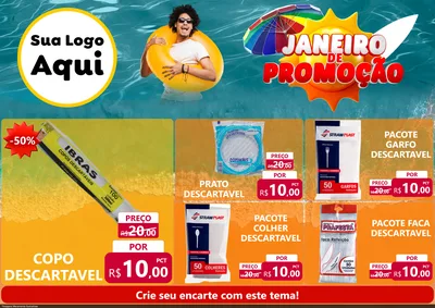 Modelo de Encarte para Encarte A4 Horizontal com o tema Janeiro de Promoção para Embalagens