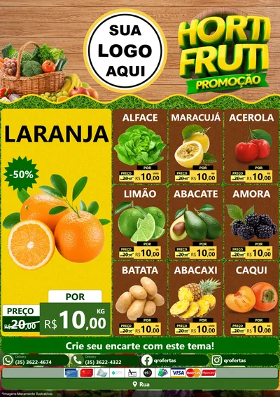 Modelo de Encarte para Encarte A4 Vertical com o tema Hortifrúti Promoção para Hortifrúti