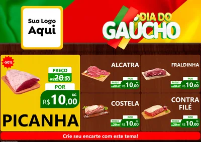 Modelo de Encarte para Encarte A4 Horizontal com o tema Dia do Gaúcho para Açougue