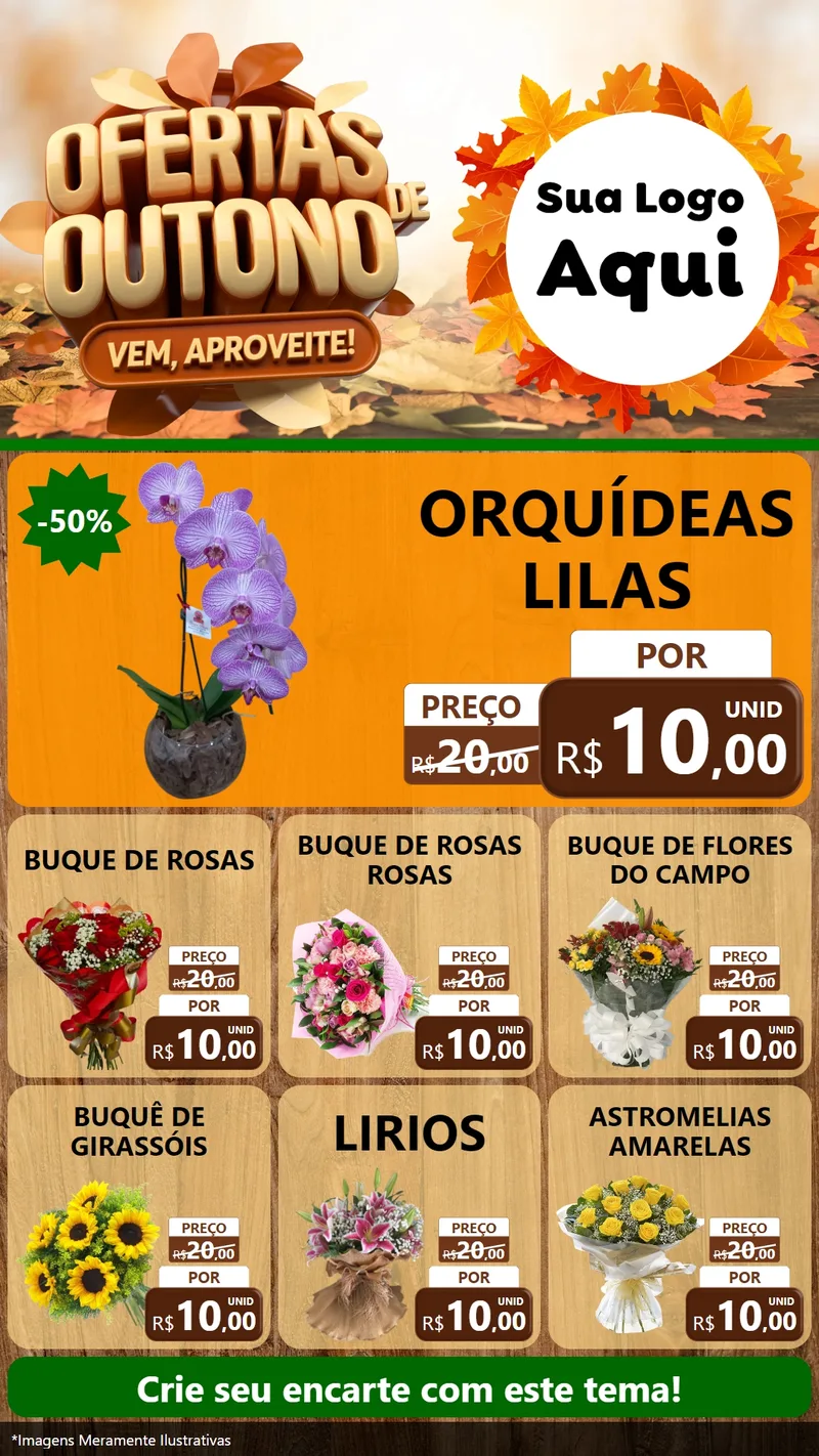 Modelo de Rede Social para Stories com o tema Ofertas de Outono - Vem, Aproveite! para Floricultura e jardim