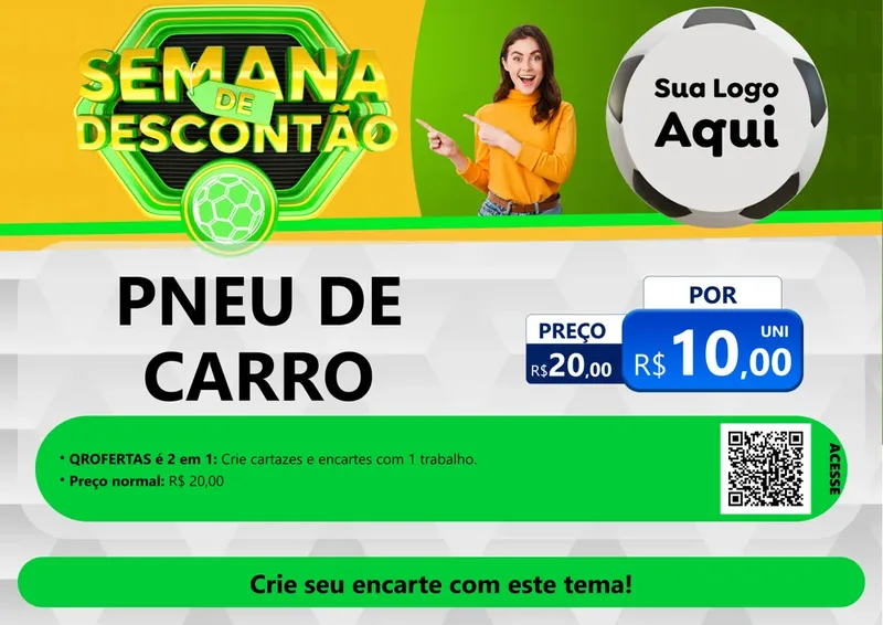 Modelo de Cartaz para Cartaz A4 Horizontal com o tema Semana de Descontão - Copa para Auto peças