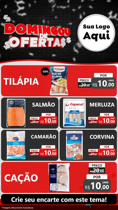Modelo de TV para TV Vertical com o tema Domingou de Ofertas para Peixaria