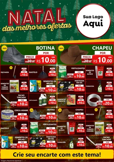 Modelo de Encarte para Encarte A4 Vertical com o tema Natal das Melhores Ofertas para Agropecuária