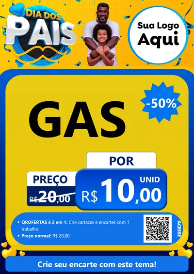Modelo de Cartaz para Cartaz A4 Vertical com o tema Dia dos Pais para Água e gás