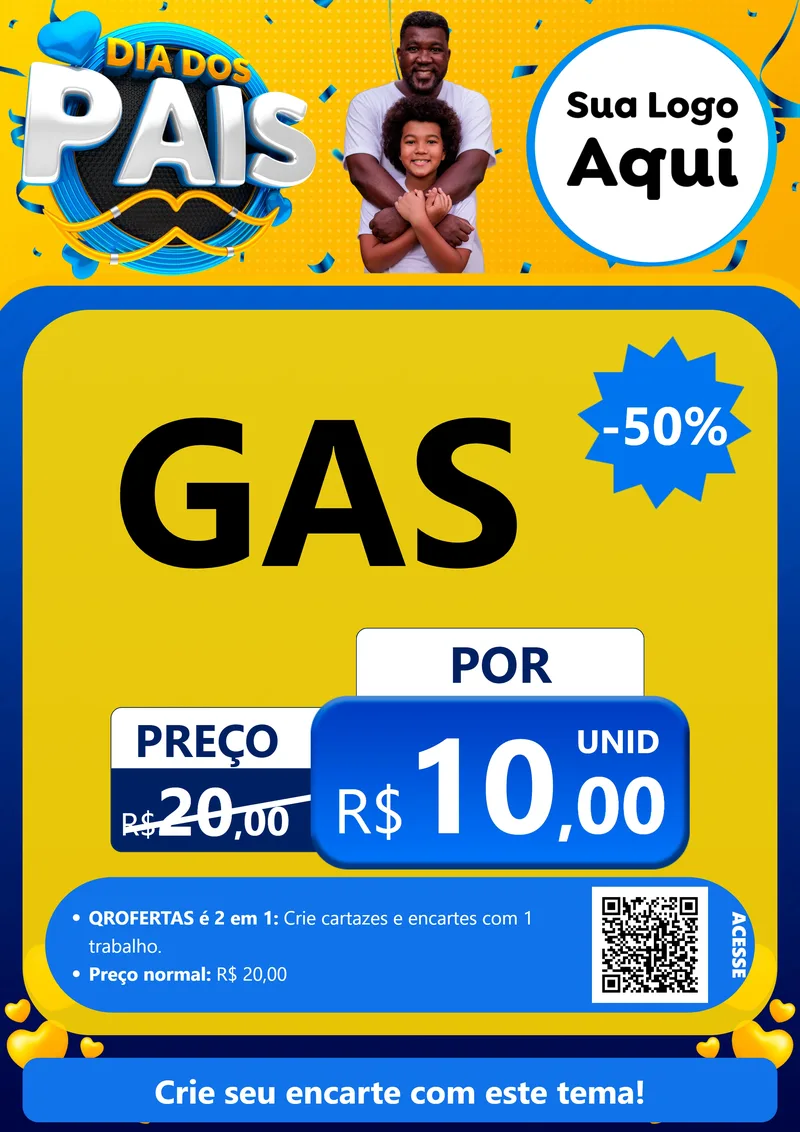 Modelo de Cartaz para Cartaz A4 Vertical com o tema Dia dos Pais para Água e gás