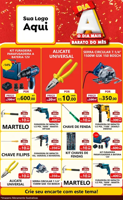 Modelo de Encarte para Encarte Grande com o tema Dia A o Dia Mais Barato do Mês para Maquinas e Ferramentas