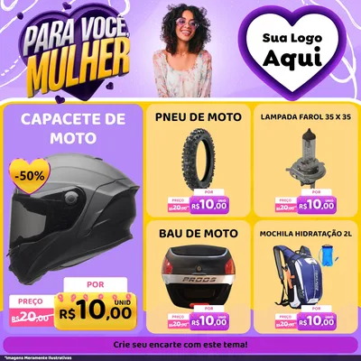 Modelo de Rede Social para Feed Facebook com o tema Para Você, Mulher para Moto peças