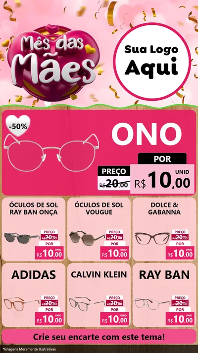 Modelo de Rede Social para Stories com o tema Mês das Mães para Óticas
