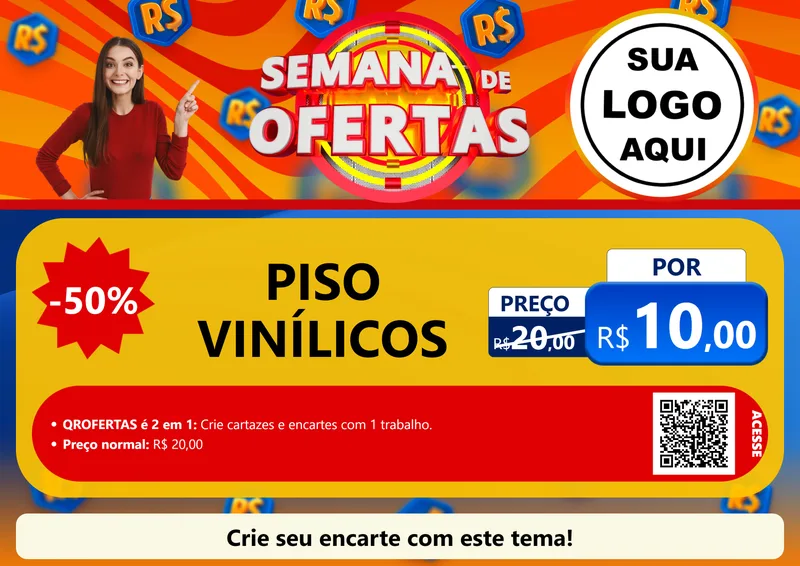 Modelo de Cartaz para Cartaz A4 Horizontal com o tema Semana de Ofertas para Material para Construção