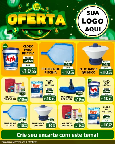 Modelo de Rede Social para Feed Instagram com o tema Oferta para Produtos para Piscina