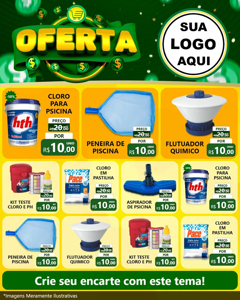 Modelo de Rede Social para Feed Instagram com o tema Oferta para Produtos para Piscina