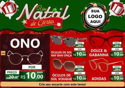 Modelo de Encarte para Encarte A4 Horizontal com o tema Um Natal de Ofertas para Óticas