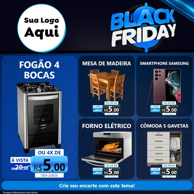 Modelo de Rede Social para Feed Facebook com o tema Black Friday para Móveis e Eletro