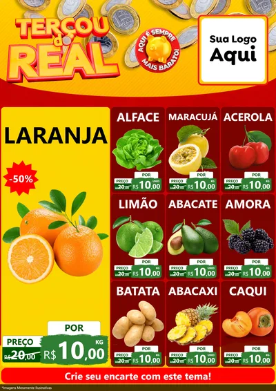 Modelo de Encarte para Encarte A4 Vertical com o tema Terçou do Real para Hortifrúti