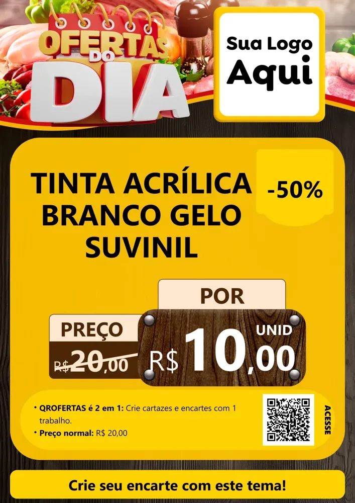 Modelo de Cartaz para Cartaz A4 Vertical com o tema Ofertas do Dia para Tintas e Ferramentas