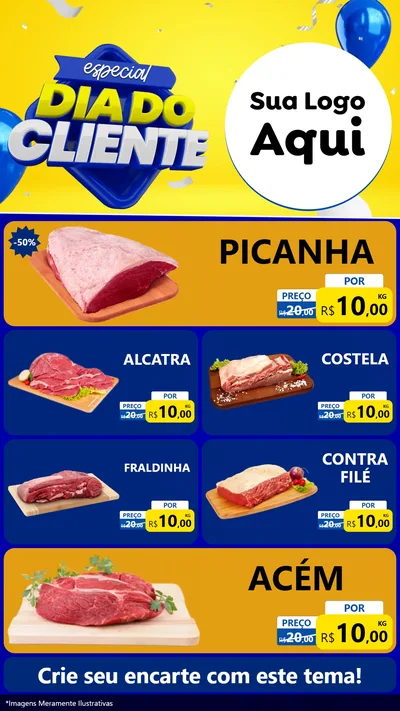 Modelo de TV para TV Vertical com o tema Especial Dia do Cliente para Açougue
