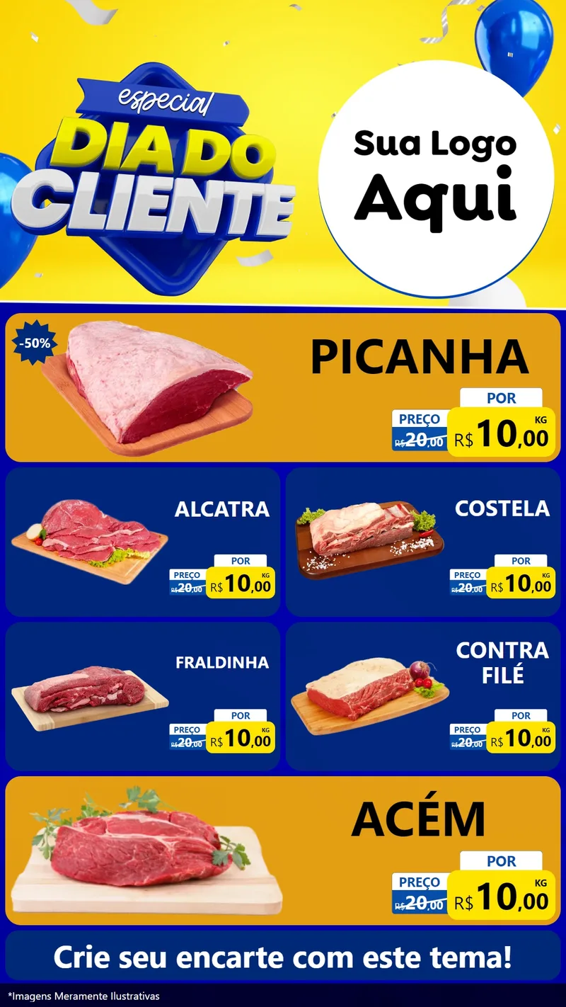 Modelo de TV para TV Vertical com o tema Especial Dia do Cliente para Açougue