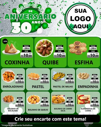 Modelo de Rede Social para Feed Instagram com o tema Promoção de Aniversário - 30 Anos para Salgadaria