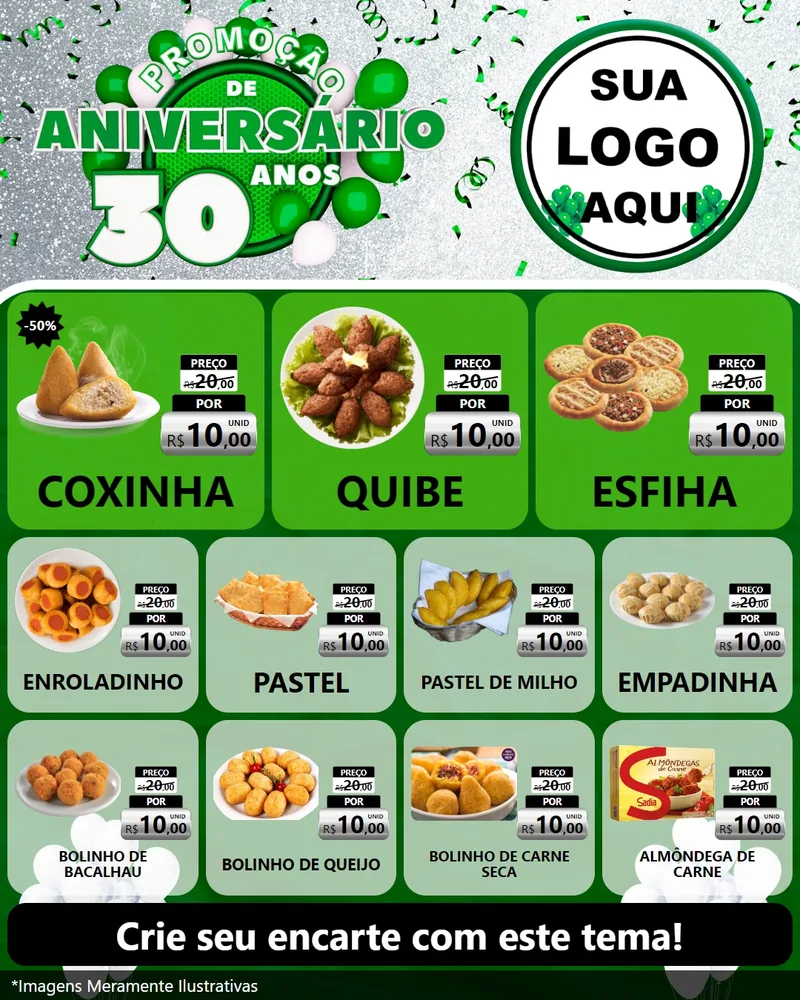 Modelo de Rede Social para Feed Instagram com o tema Promoção de Aniversário - 30 Anos para Salgadaria
