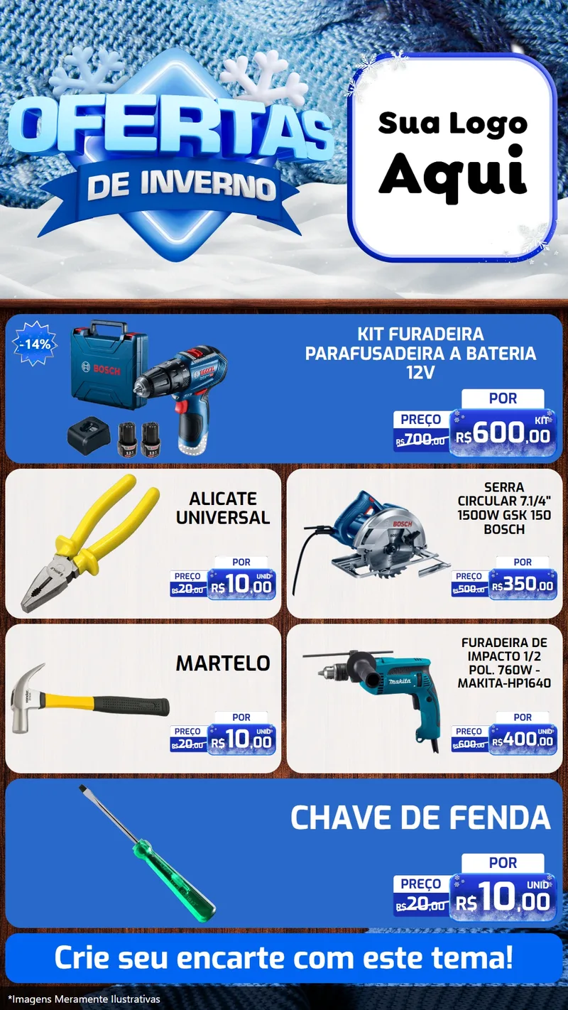Modelo de TV para TV Vertical com o tema Ofertas de Inverno para Maquinas e Ferramentas