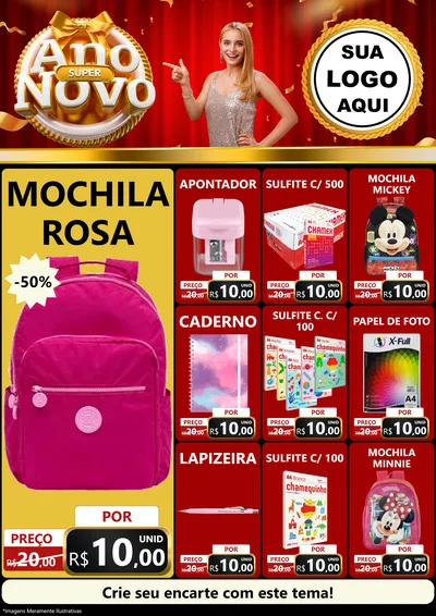 Modelo de Encarte para Encarte A4 Vertical com o tema Super Ano Novo para Papelaria