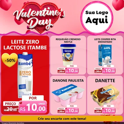 Modelo de Rede Social para Feed Facebook com o tema Valentine's Day para Frios e Laticínios