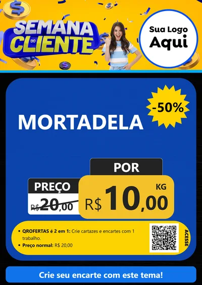 Modelo de Cartaz para Cartaz A4 Vertical com o tema Semana do Cliente para Frios e Laticínios