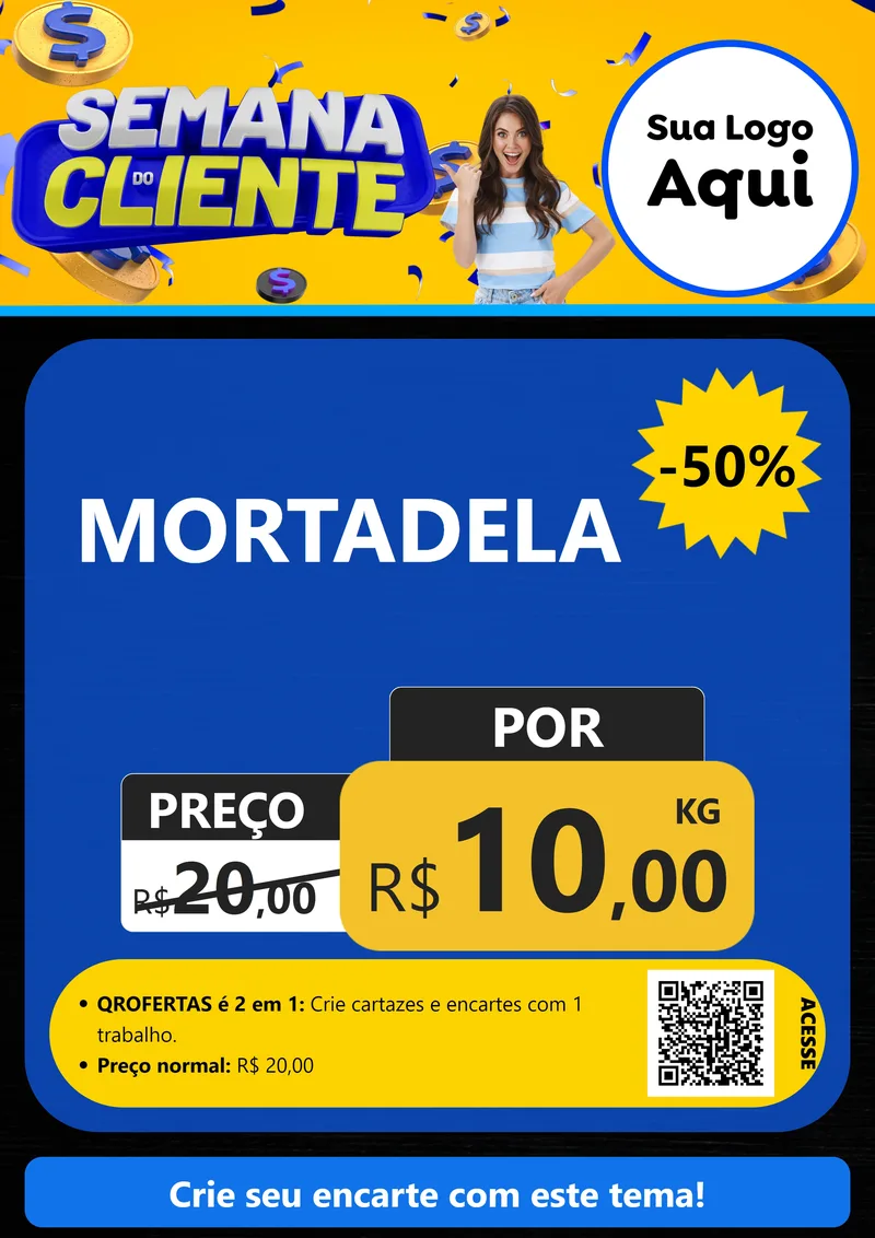 Modelo de Cartaz para Cartaz A4 Vertical com o tema Semana do Cliente para Frios e Laticínios