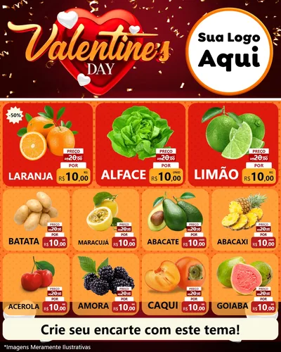 Modelo de Rede Social para Feed Instagram com o tema Valentine's Day para Hortifrúti