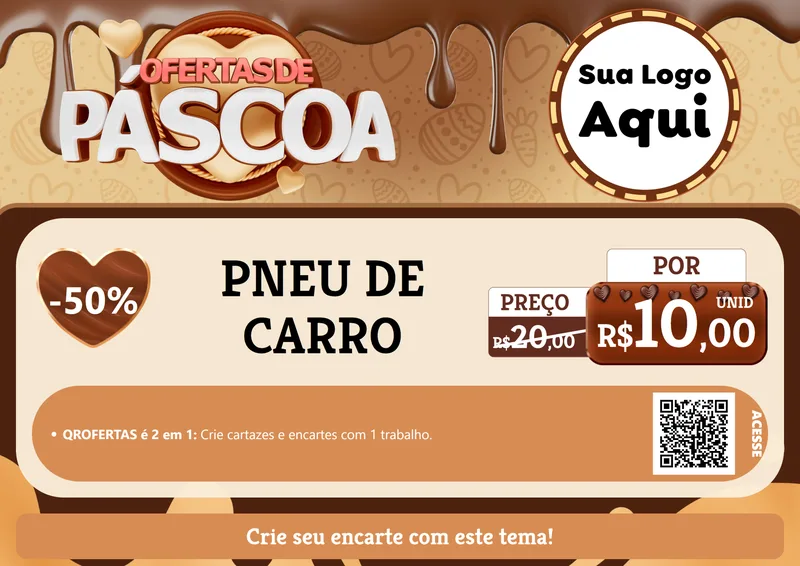 Modelo de Cartaz para Cartaz A4 Horizontal com o tema Ofertas de Páscoa para Auto peças
