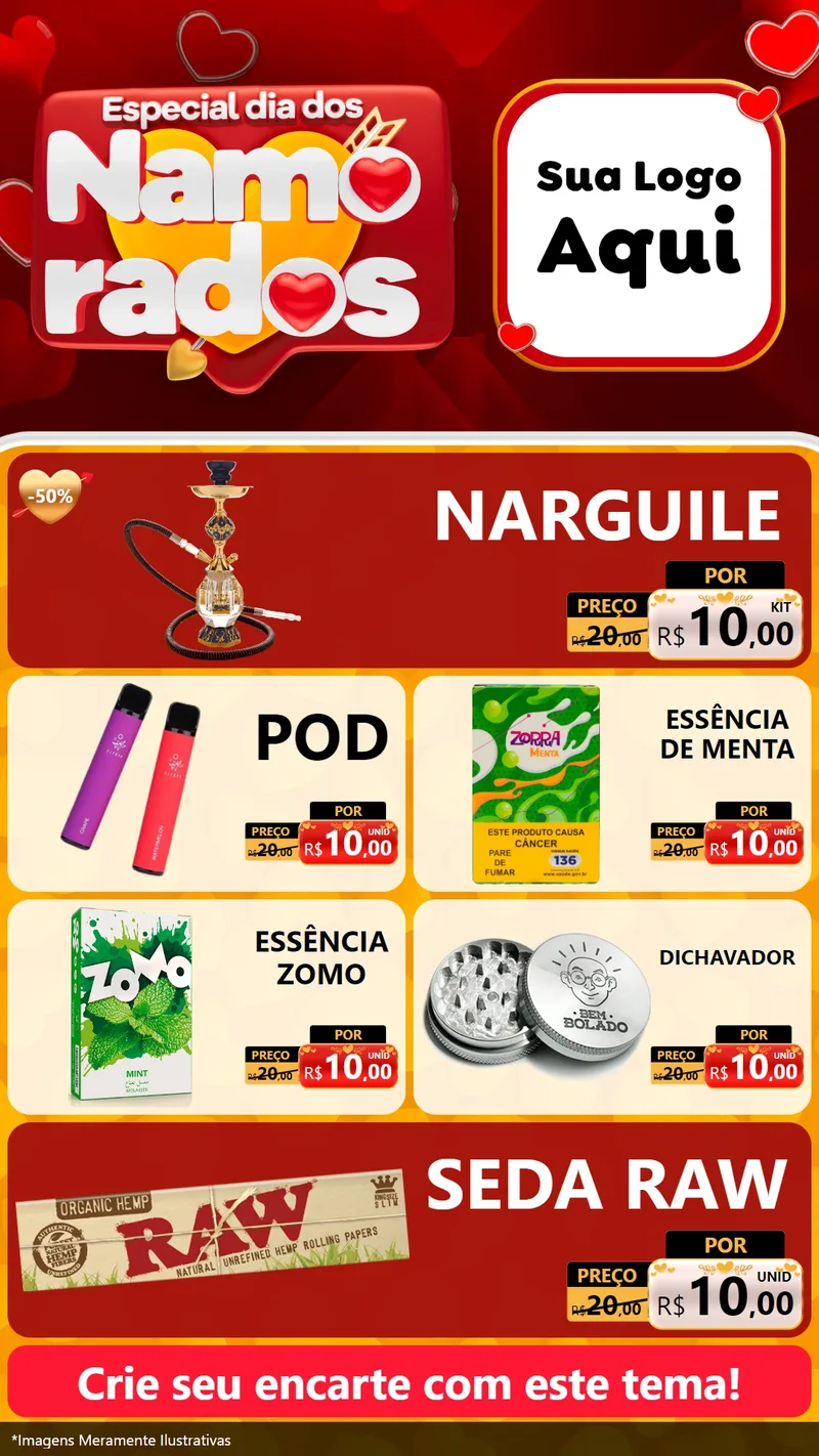 Modelo de TV para TV Vertical com o tema Especial Dia dos Namorados para Tabacaria