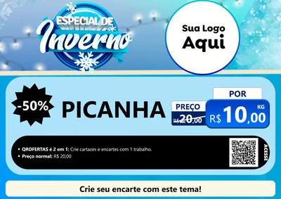 Modelo de Cartaz para Cartaz A4 Horizontal com o tema Especial de Inverno para Açougue