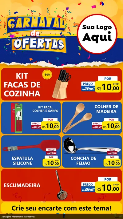Modelo de TV para TV Vertical com o tema Carnaval de Ofertas para Utilidades Domésticas