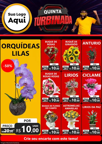 Modelo de Encarte para Encarte A4 Vertical com o tema Quinta Turbinada para Floricultura e jardim