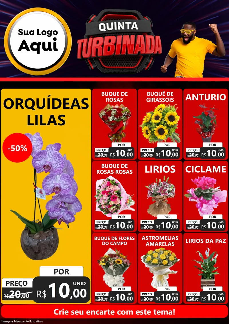Modelo de Encarte para Encarte A4 Vertical com o tema Quinta Turbinada para Floricultura e jardim