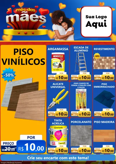Modelo de Encarte para Encarte A4 Vertical com o tema Mês das Mães para Material para Construção