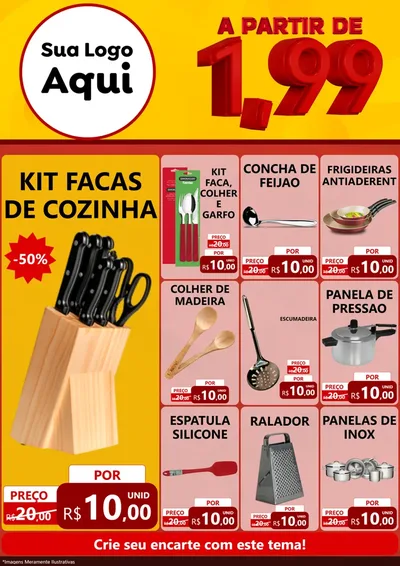 Modelo de Encarte para Encarte A4 Vertical com o tema A Partir de Um e Noventa e Nove - 1,99 para Utilidades Domésticas