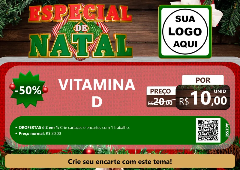Modelo de Cartaz para Cartaz A4 Horizontal com o tema Especial de Natal para Farmácia