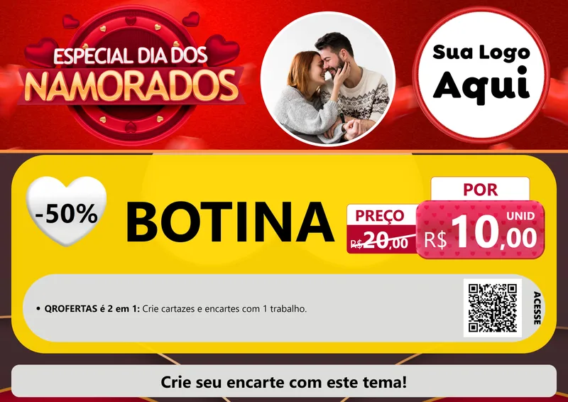 Modelo de Cartaz para Cartaz A4 Horizontal com o tema Especial Dia Dos Namorados para Agropecuária