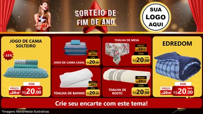 Modelo de TV para TV Horizontal com o tema Sorteio de Fim de Ano para Cama, Mesa e Banho