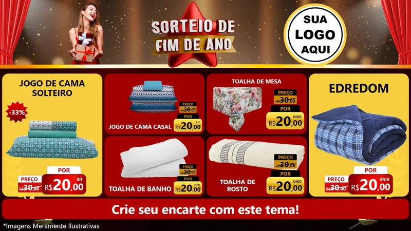 Modelo de TV para TV Horizontal com o tema Sorteio de Fim de Ano para Cama, Mesa e Banho