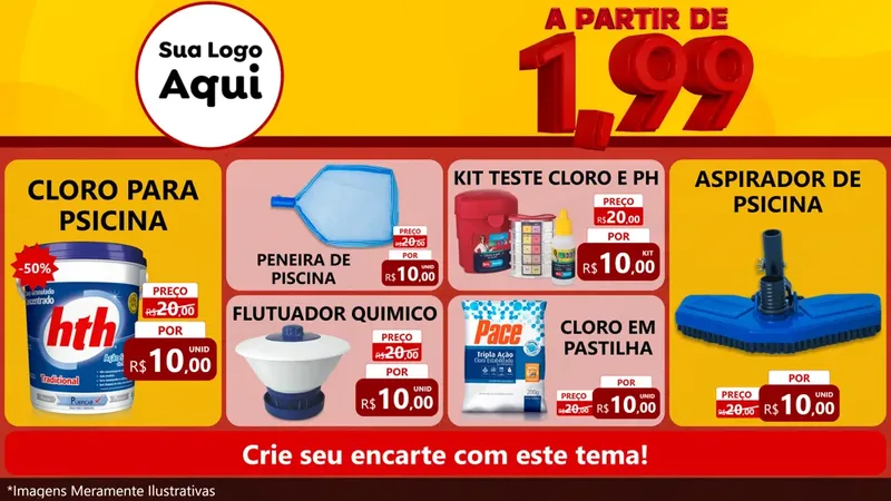Modelo de TV para TV Horizontal com o tema A Partir de Um e Noventa e Nove - 1,99 para Produtos para Piscina