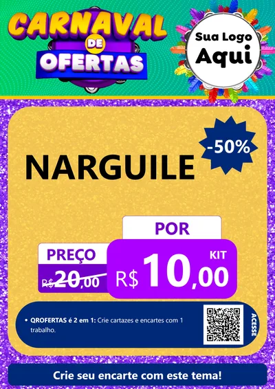 Modelo de Cartaz para Cartaz A4 Vertical com o tema Carnaval de Ofertas para Tabacaria
