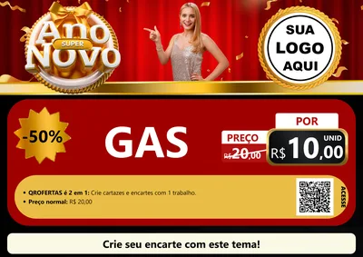 Modelo de Cartaz para Cartaz A4 Horizontal com o tema Super Ano Novo para Água e gás