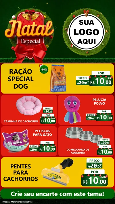 Modelo de TV para TV Vertical com o tema Natal Especial para Pet Shop