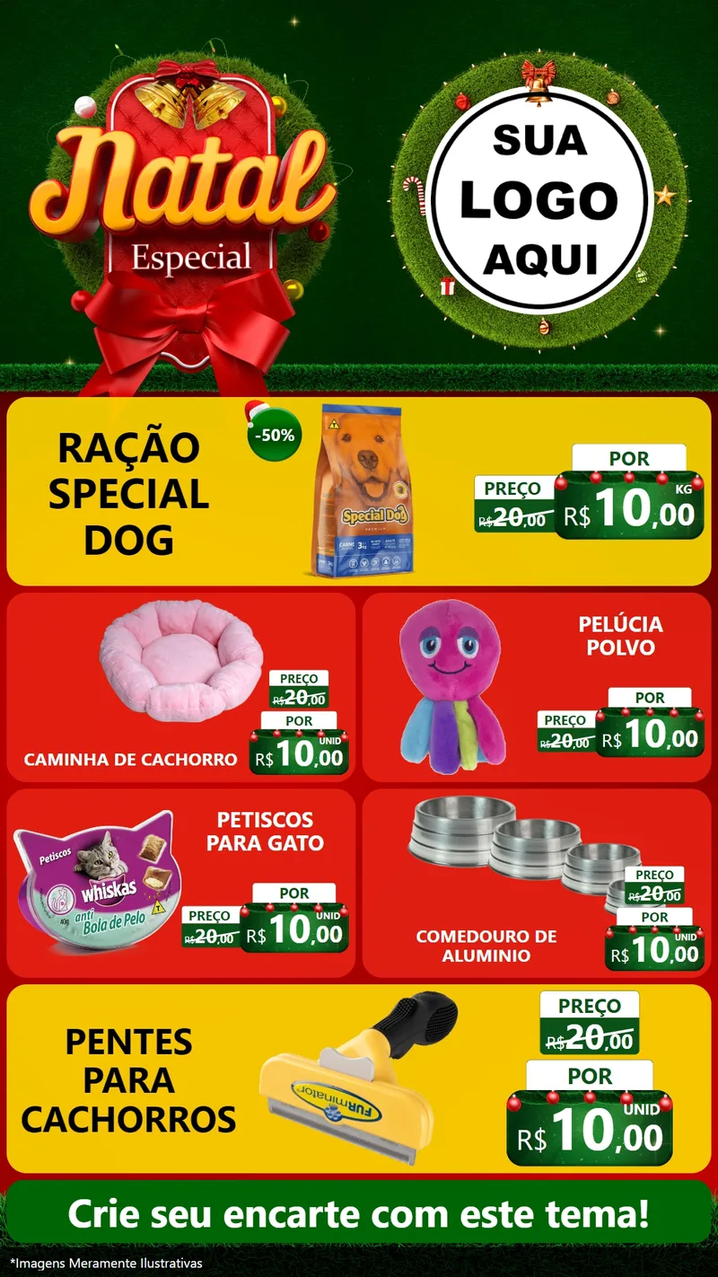 Modelo de TV para TV Vertical com o tema Natal Especial para Pet Shop